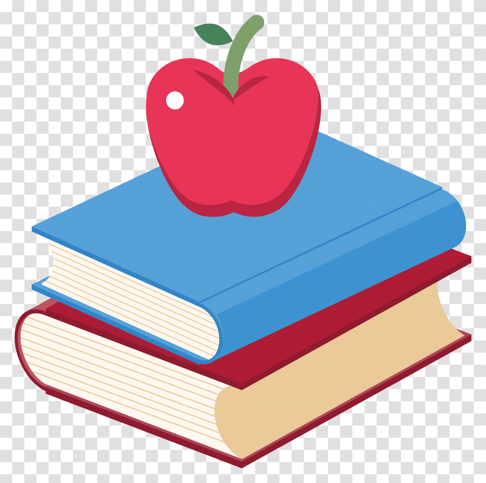 Apple On Books Clipart, Plant, First Aid, Food Transparent Png