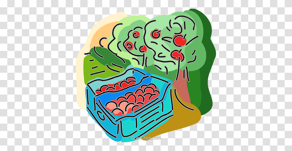 Apple Orchard Royalty Free Vector Clip Art Illustration, Doodle, Drawing Transparent Png