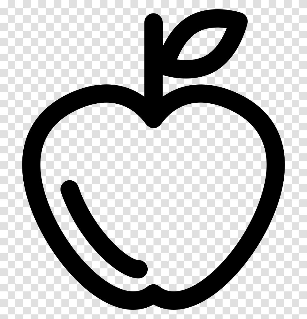 Apple Outline Icone, Stencil, Heart Transparent Png