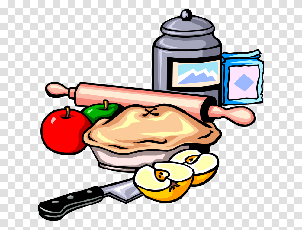 Apple Pie With Ingredients And Rolling Pin, Tin, Can, Food, Aluminium Transparent Png