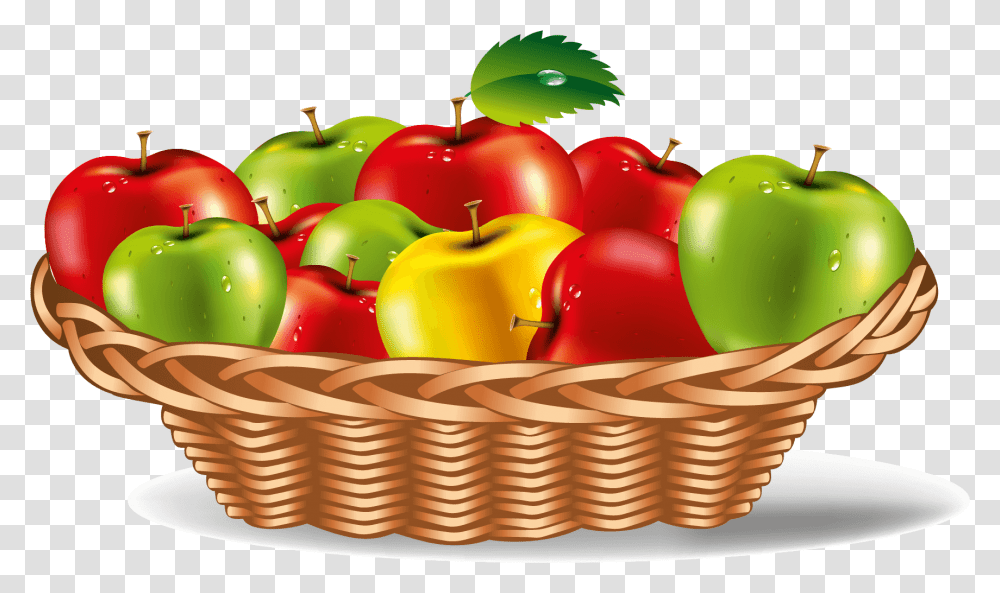 Apple Plate Vector Art Download Fruits In A Basket Cartoon, Plant, Food, Cherry Transparent Png