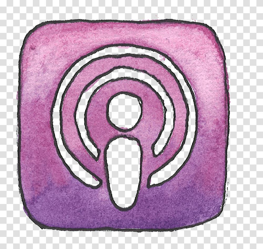 Apple Podcasts Illustration, Cushion, Spiral, Purple, Bag Transparent Png