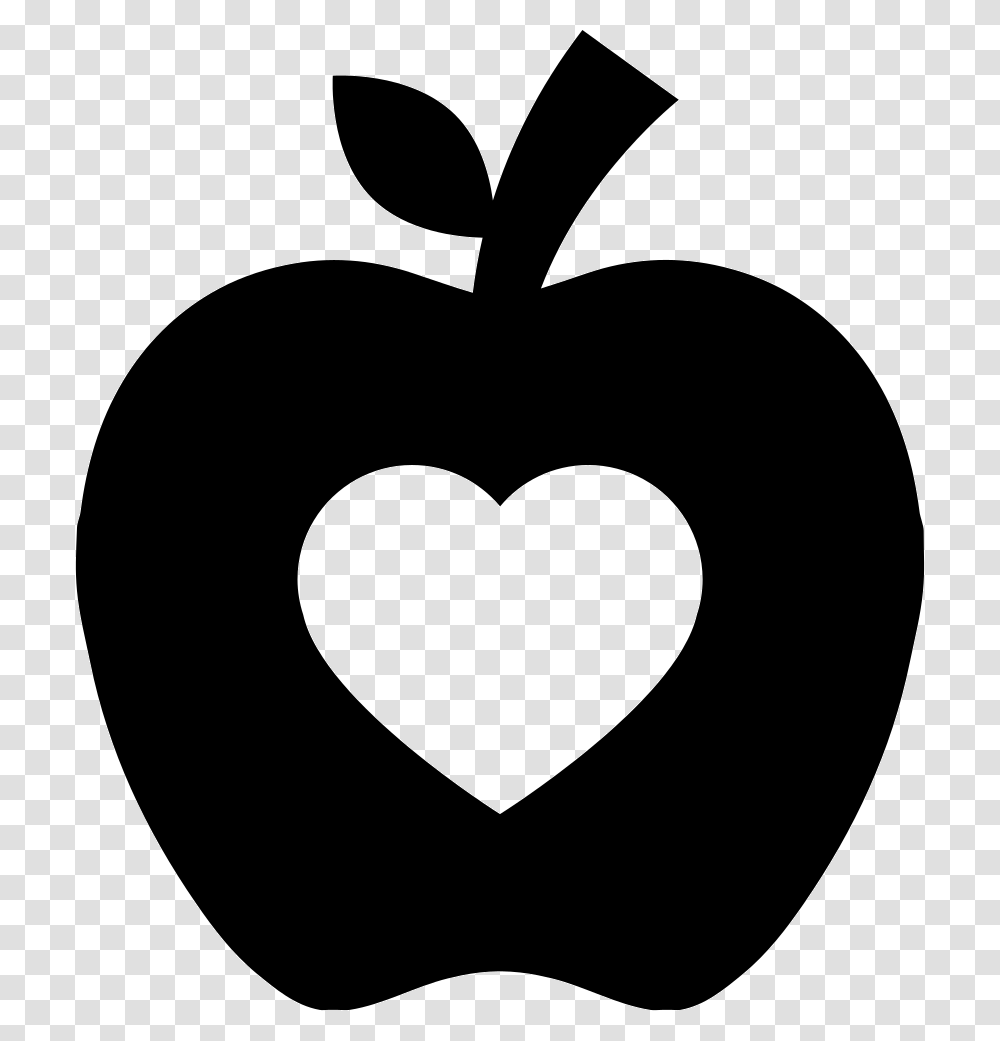 Apple Silhouette Apple With Heart Icon, Stencil, Food Transparent Png