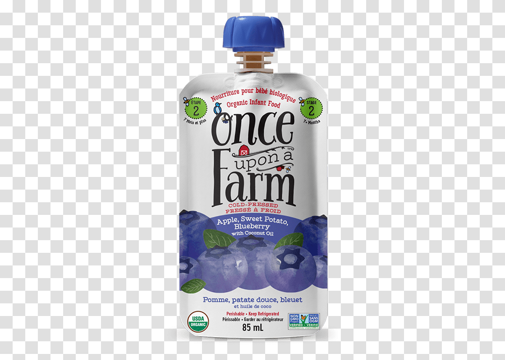 Apple Sweet Potato Blueberry Once Upon A Farm Baby Food, Plant, Beverage, Tin, Ice Transparent Png