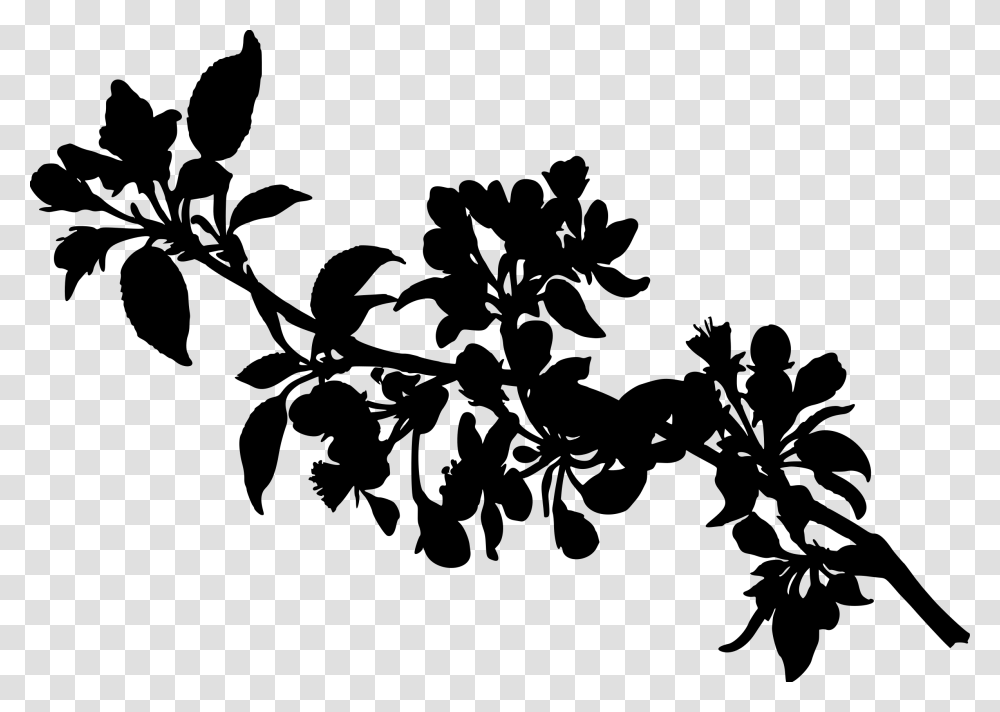 Apple Tree Branch Clip Art Branch Tree Leaves Silhouette, Gray Transparent Png