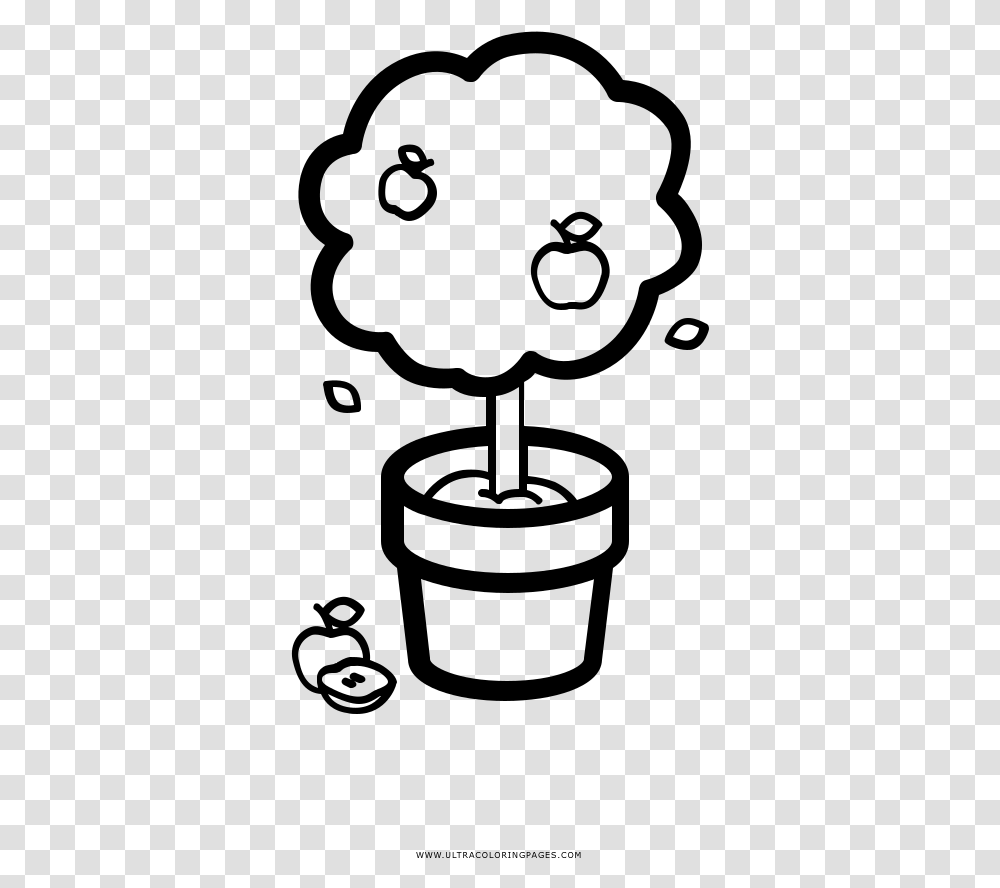 Apple Tree In A Pot Coloring, Gray, World Of Warcraft Transparent Png