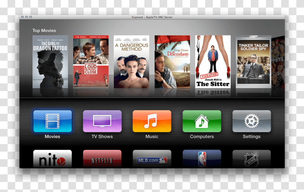 Apple Tv Interface Apple Tv 1 Home Screen, Person, Word, Magazine Transparent Png