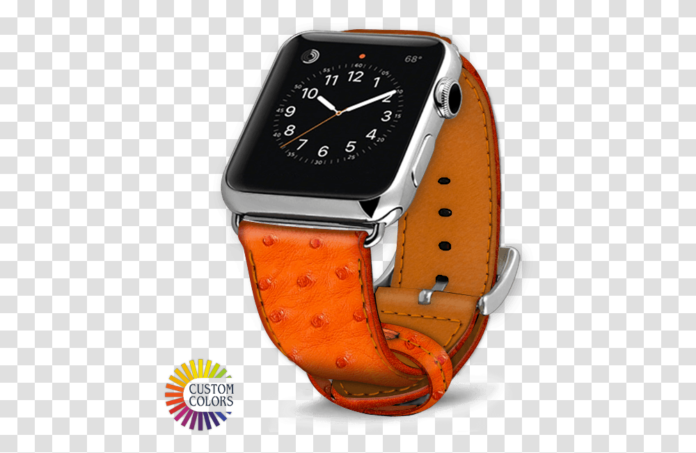 Apple Watch Strap Ostrich Leather Bracelet Montre Apple Watch Cognac, Wristwatch Transparent Png