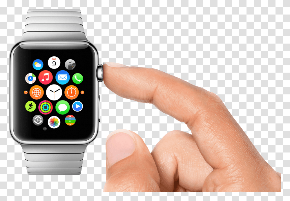 Apple Watch User Set Alarm On Apple Watch, Person, Human, Wristwatch, Mobile Phone Transparent Png