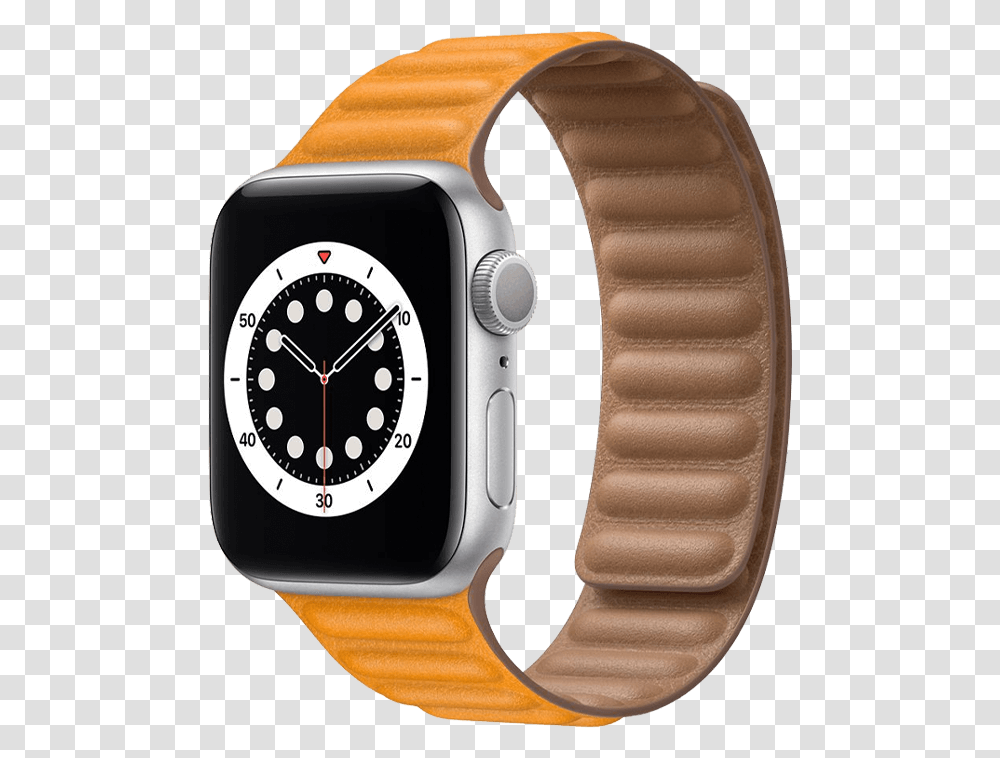 Apple Watch With Leather Link Apple Watch Series 6 Silver, Wristwatch, Clock Tower, Architecture, Building Transparent Png