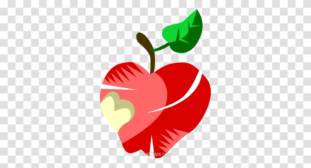 Apple With A Bite Out Of It Royalty Free Vector Clip Art, Plant, Strawberry, Fruit, Food Transparent Png