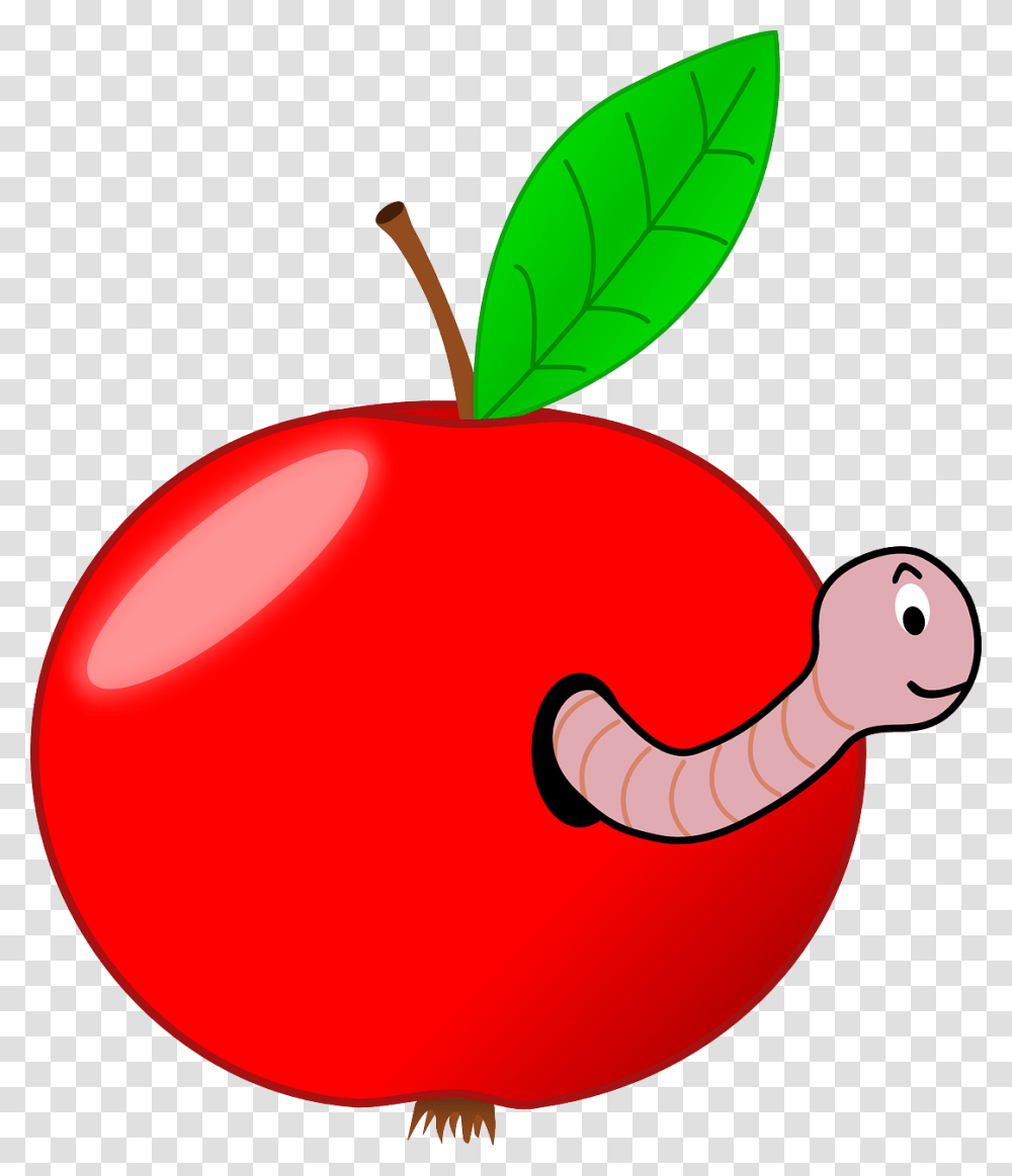 Apple With A Worm, Plant, Food, Fruit, Vegetable Transparent Png