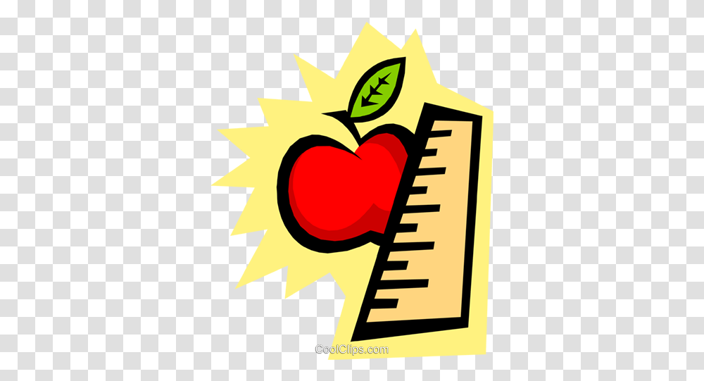 Apple With Ruler Royalty Free Vector Clip Art Illustration Apple Pencil And Ruler, Label, Text, Poster, Number Transparent Png