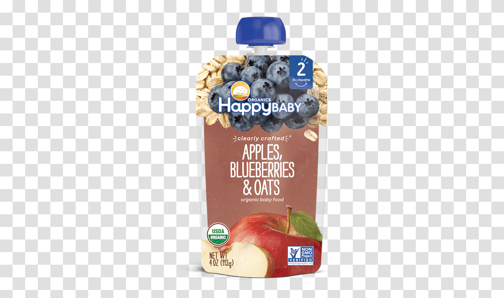 Apples Blueberries Amp OatsClass Fotorama Img Happy Baby Apple Blueberry Oats, Plant, Fruit, Food, Advertisement Transparent Png