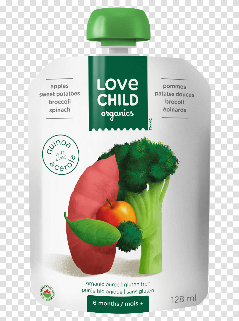 Apples Spinach Kiwi Broccoli • Love Child Organics Love Child Organics Pouches, Plant, Vegetable, Food Transparent Png