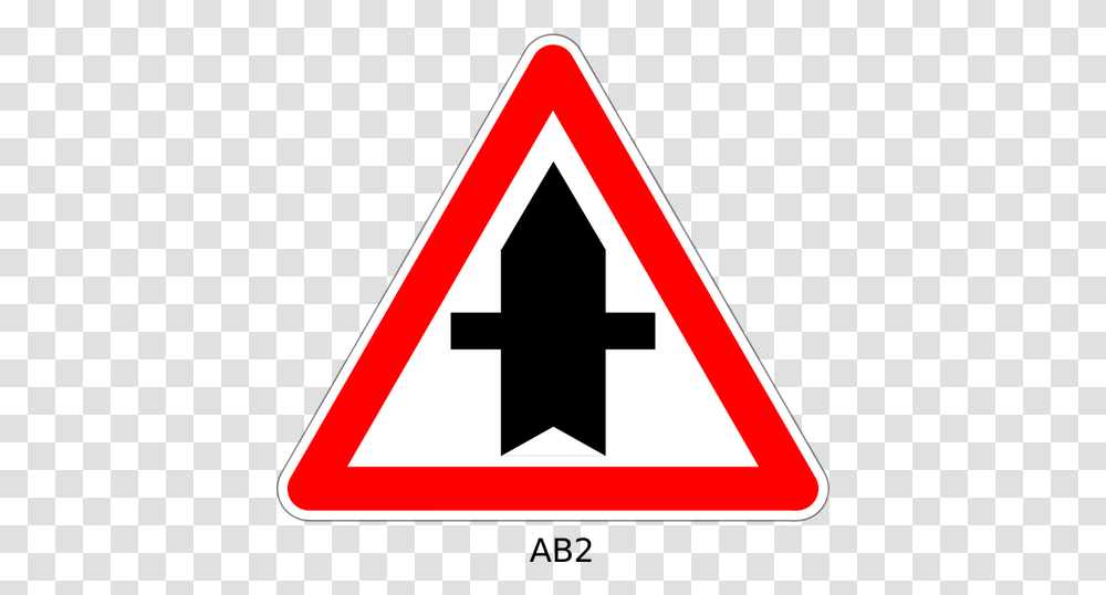 Approaching Intersection On Road With Priority Traffic Warning, Sign, Road Sign, Triangle Transparent Png