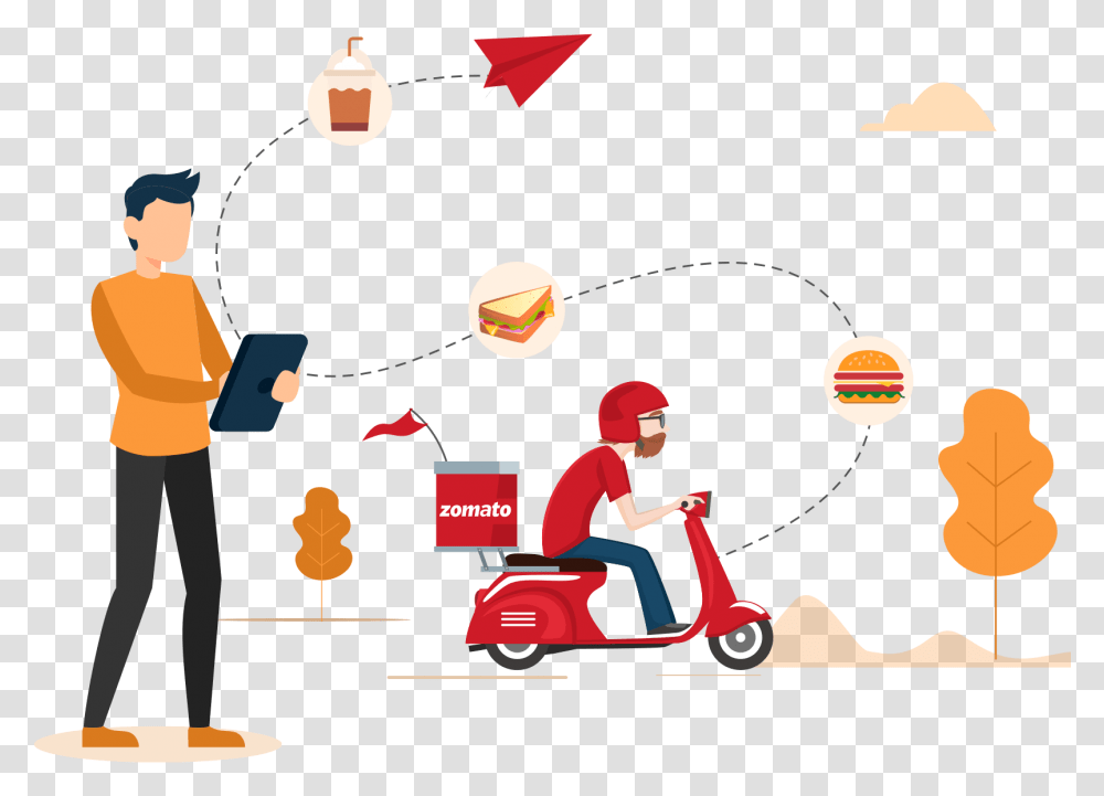 Apps Like Zomato Banner Illustration, Person, Human, Juggling, Vehicle Transparent Png