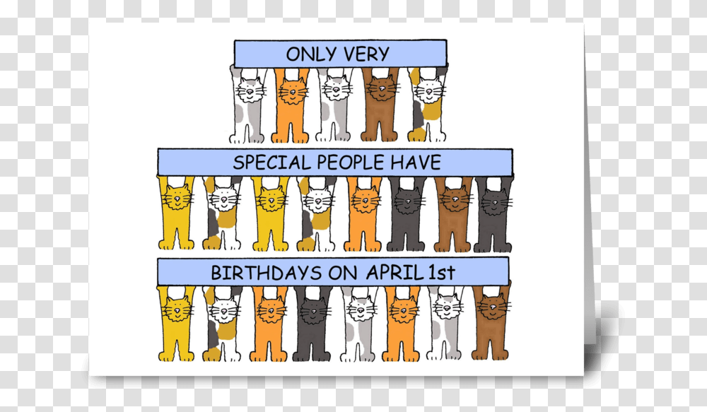 April 1st Birthday Fun Cats October Birthday Card, Label, Word, Number Transparent Png