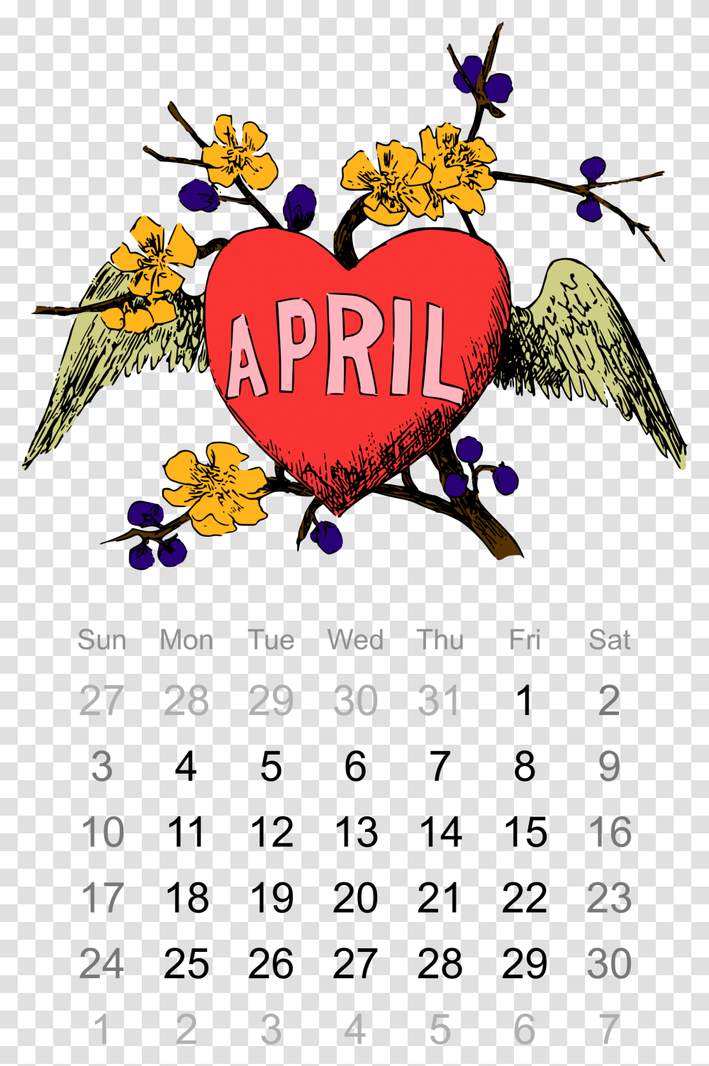 April Images Clipart Desktop Backgrounds April Calendar, Heart Transparent Png