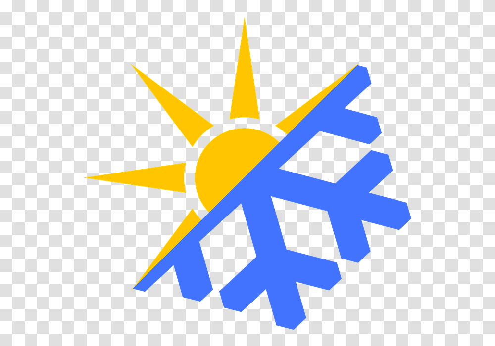 April Weather Icon Warm Cold Mix Sun Snow April Clipart Sun And Cold, Cross, Outdoors, Star Symbol Transparent Png