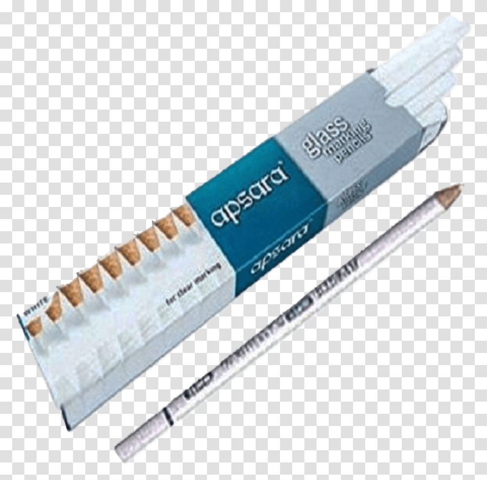 Apsara Glass Marking White Pencil Box Cutting Tool, Rubber Eraser, Brush, Injection Transparent Png