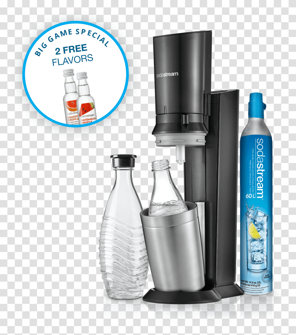 Aqua Fizz Sodastream Crystal Black, Bottle, Shaker, Cylinder, Beverage Transparent Png