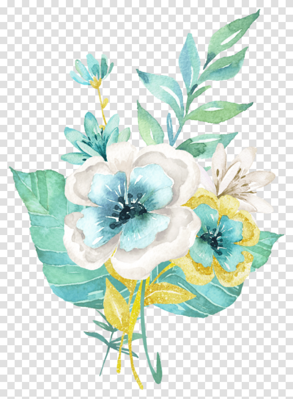 Aqua Mint Flowers Vector Watercolor Flower, Plant, Jewelry, Accessories, Pattern Transparent Png