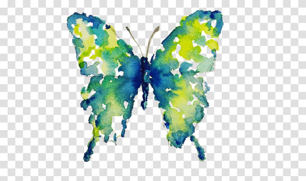Aqua Watercolor Butterfly Liana Yarckin T Shirt Watercolor Butterfly, Painting, Art, Map, Diagram Transparent Png