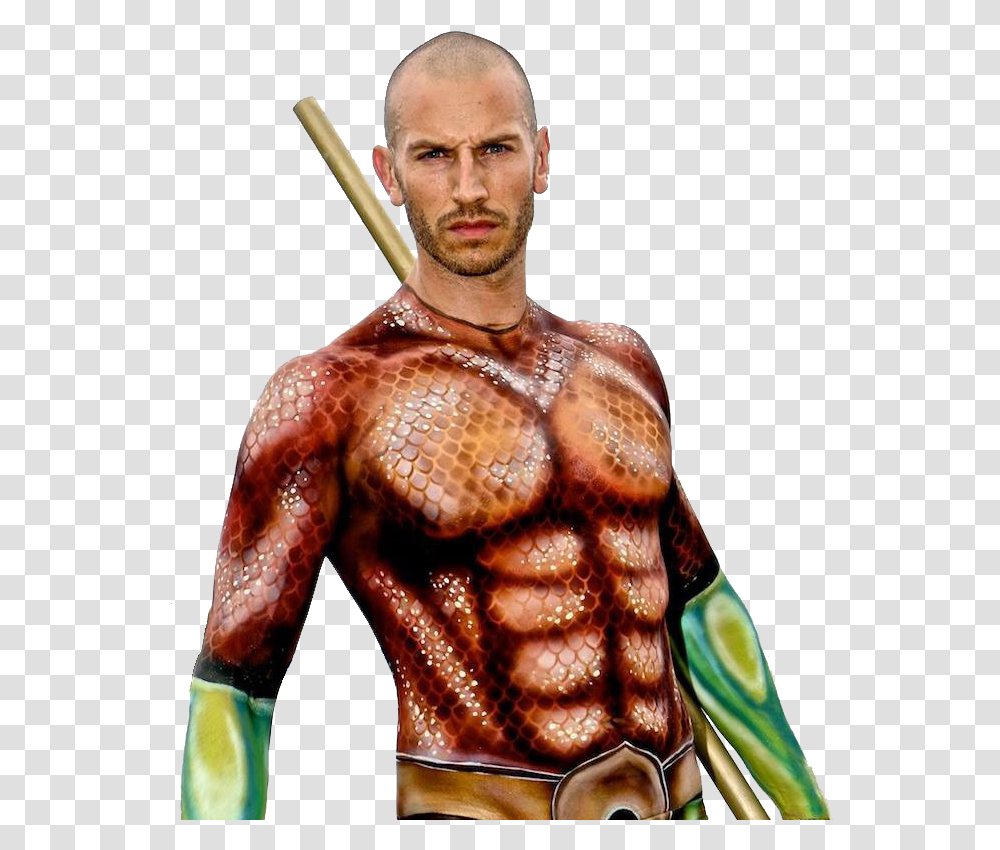 Aquaman Body Painting, Person, Human, Arm, Torso Transparent Png