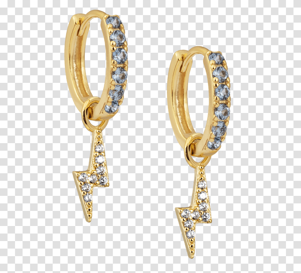 Aquamarine Midi Hoops With Charms - Atelier18 Lightning Bolt, Accessories, Accessory, Jewelry, Diamond Transparent Png