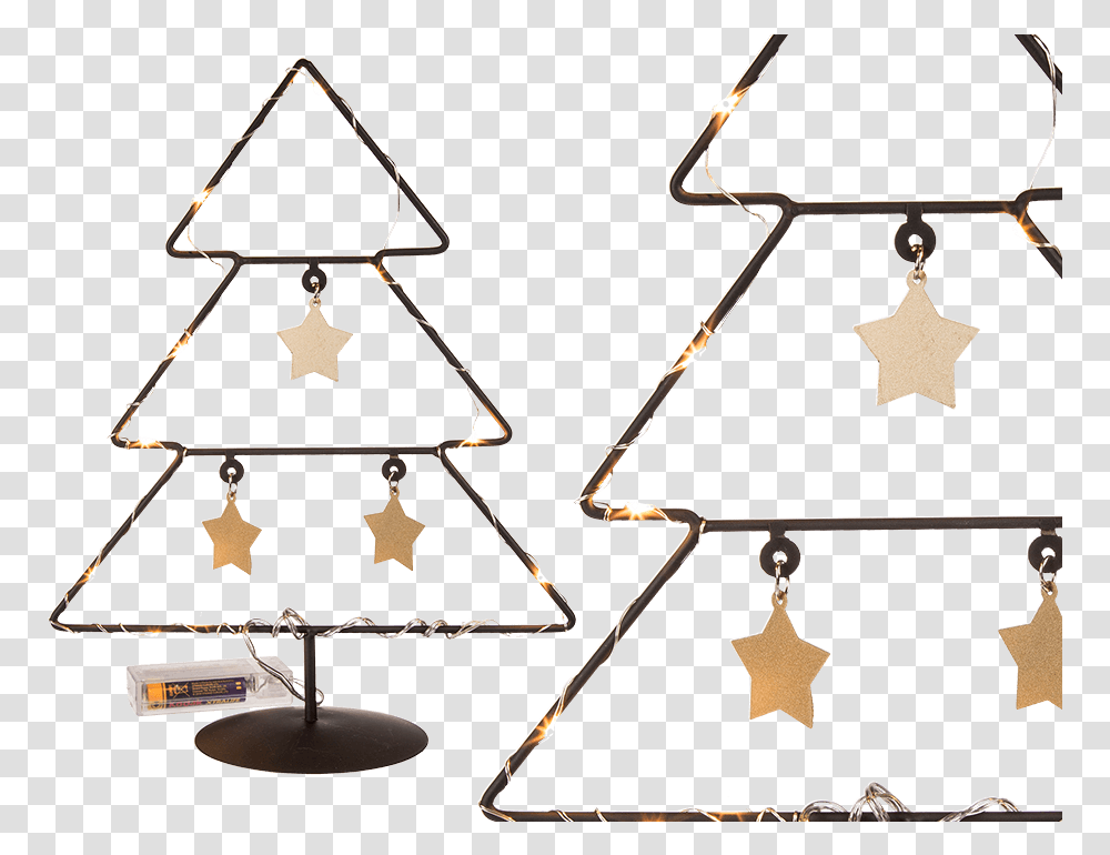 Arbol De Navidad Negro De Metal Con Estrellas Doradas Arbol De Metal, Triangle, Star Symbol, Earring Transparent Png