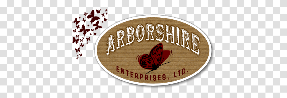 Arborshire Butterflies, Label, Text, Buckle, Logo Transparent Png