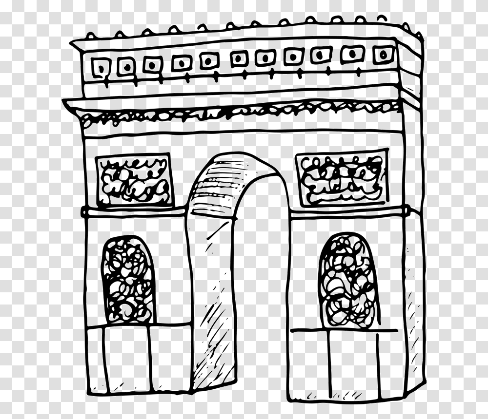 Arc De Triomphe Clipart Black And White, Architecture, Building, Arched, Kiosk Transparent Png