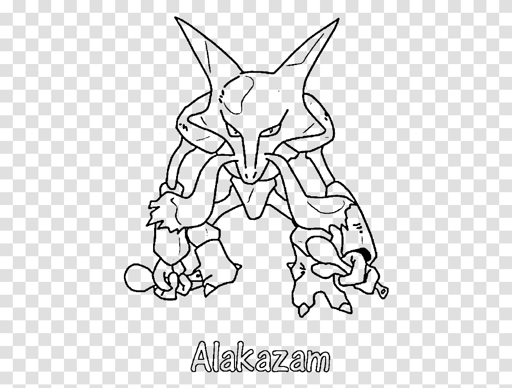 Arcanine Coloring Pages Alakazam Pokemon Black And White, Stencil, Leisure Activities, Hand Transparent Png