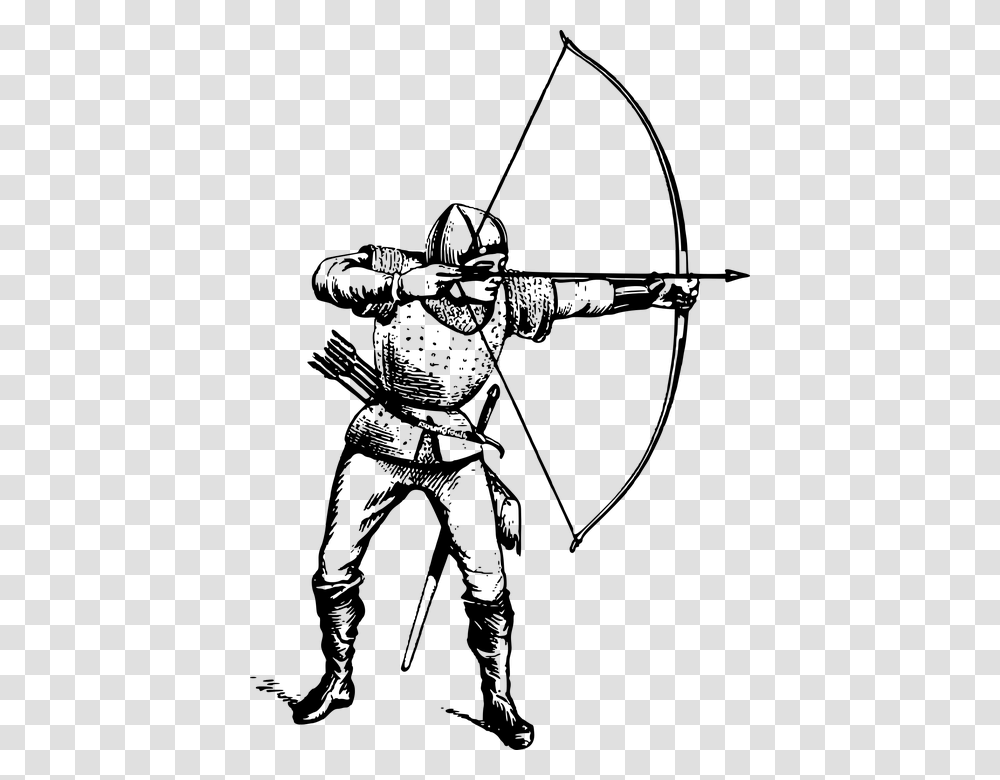 Archer Archery Arrow Battle Bow Hunt Hunting Archer Black And White, Gray, World Of Warcraft Transparent Png