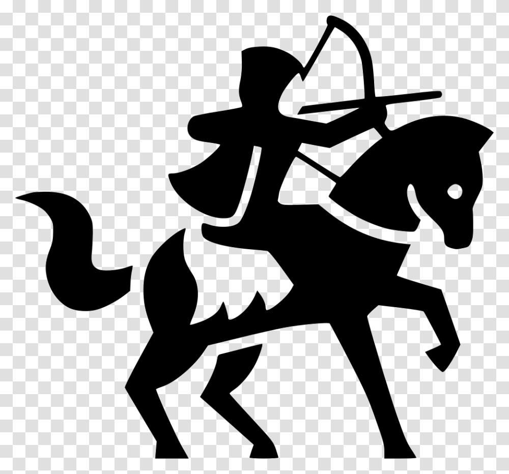 Archery Knight On Horse Icon, Stencil Transparent Png