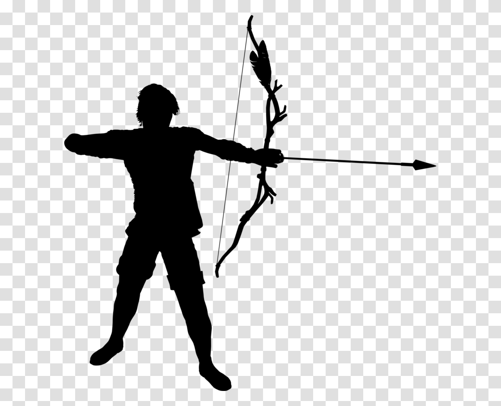 Archery Silhouette Bow And Arrow, Gray, World Of Warcraft Transparent Png