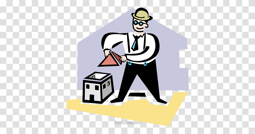 Architect Building A Model House Royalty Free Vector Clip Art, Person, Cleaning, Recycling Symbol, Carton Transparent Png
