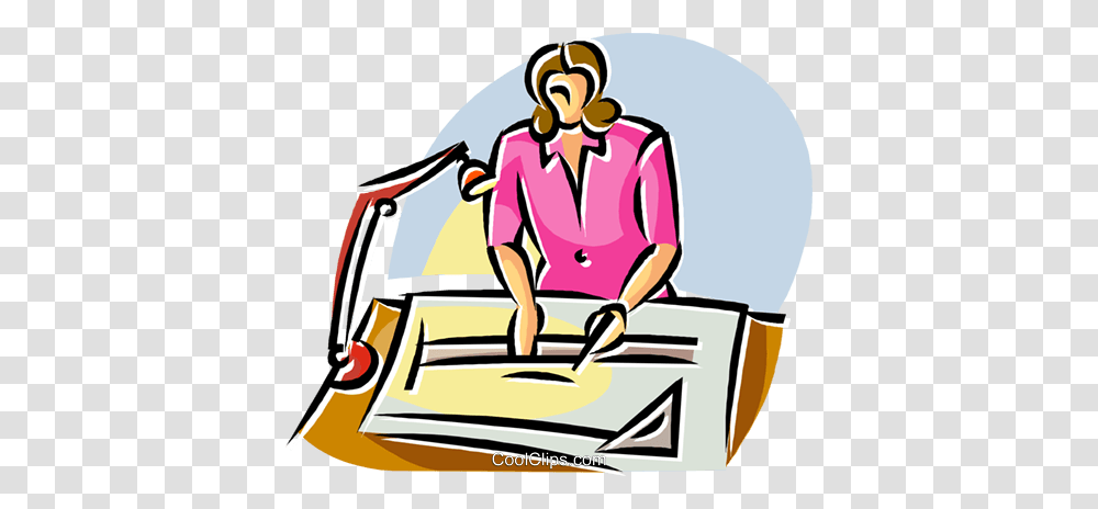 Architect Working On A Drafting Table Royalty Free Vector Clip Art, Cleaning, Vehicle, Transportation, Washing Transparent Png