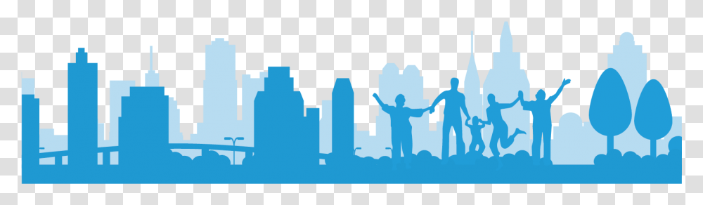 Architecture Silhouette Blue Building Silhouette Blue, Hand, Crowd, Face Transparent Png