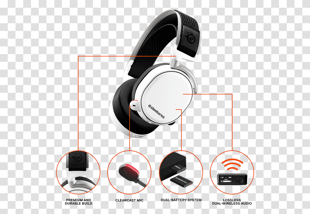 Arctis Pro Wireless Steelseries Arctis Pro Wireless White, Headphones, Electronics, Headset Transparent Png
