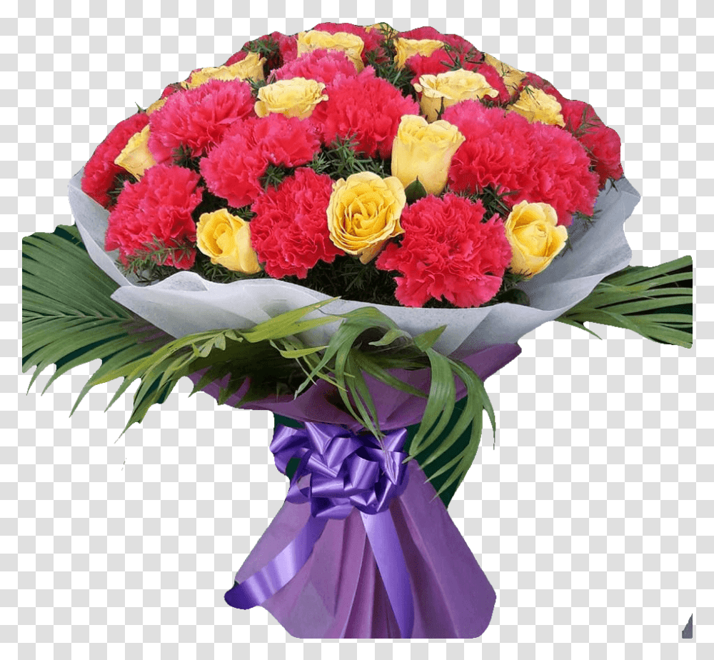 Ardent Desire Yellow Carnation And Rose Bouquet, Plant, Flower Bouquet, Flower Arrangement, Blossom Transparent Png