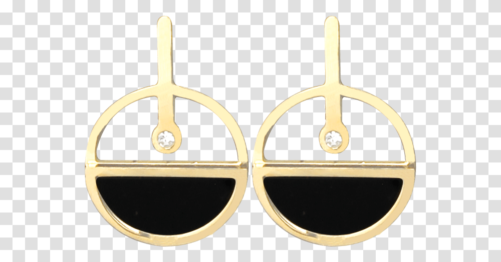 Arete Dorado Con Detalle Negro Y Piedrita Earrings, Logo, Trademark, Scissors Transparent Png