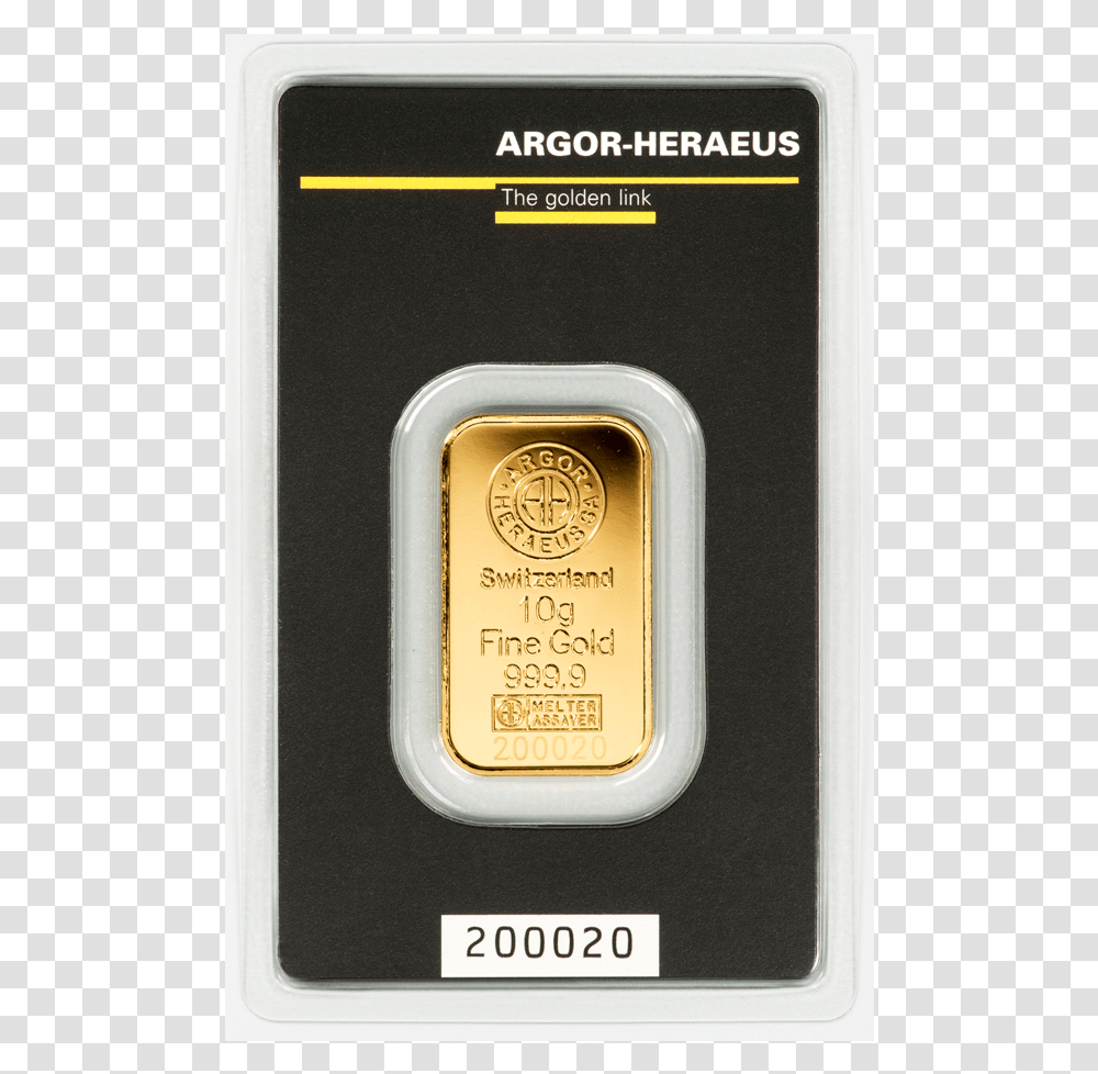 Argor Heraeus 10gr Gold Bar Argor Heraeus 10g Gold, Mobile Phone, Electronics, Cell Phone, Bottle Transparent Png
