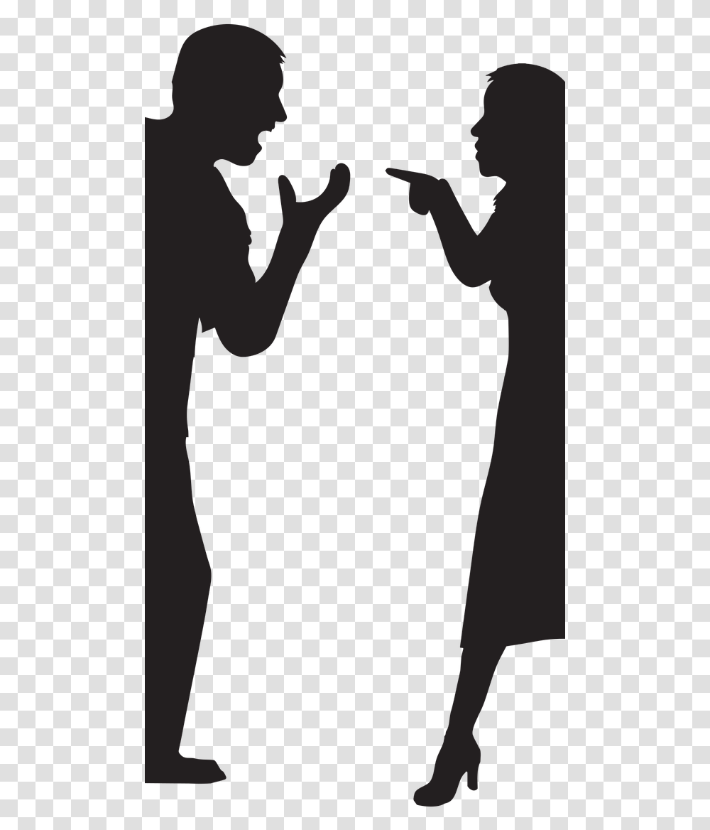 Arguing Cartoon Couple Arguing, Silhouette, Person, Stencil, People Transparent Png
