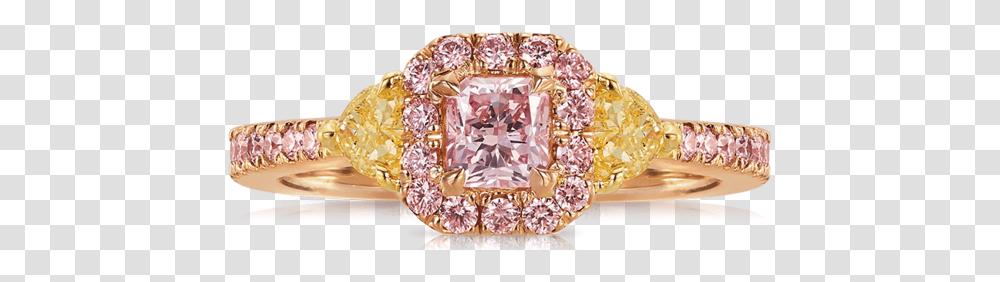 Argyle Pink And Yellow Diamond Vault Ring Engagement Ring, Jewelry, Accessories, Accessory, Gemstone Transparent Png