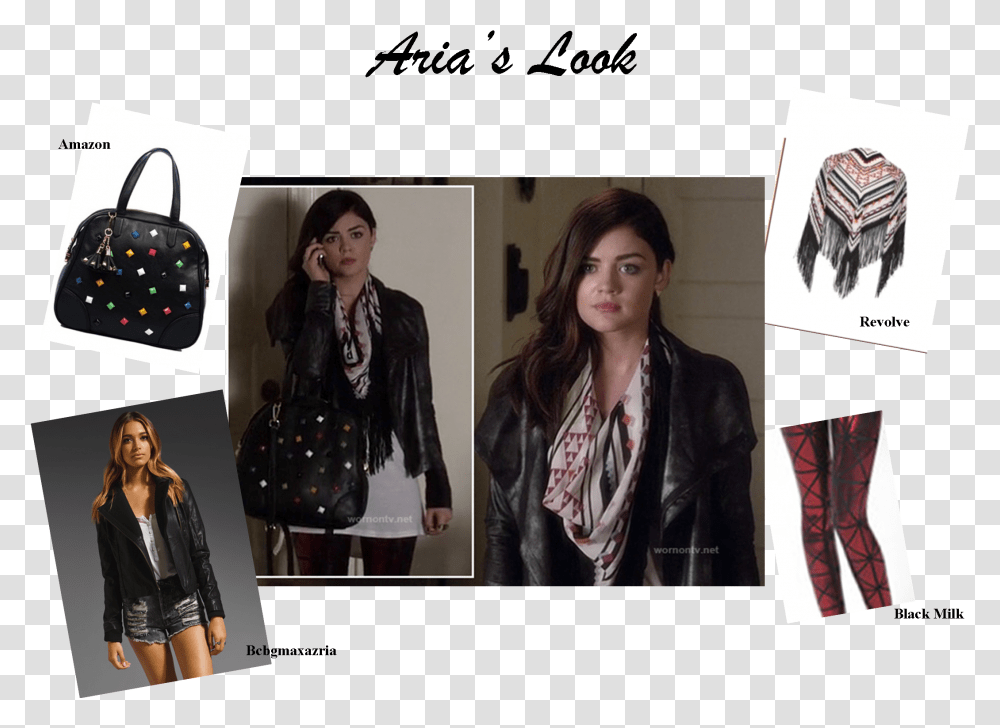 Aria Pll Leather Jacket, Apparel, Coat, Person Transparent Png