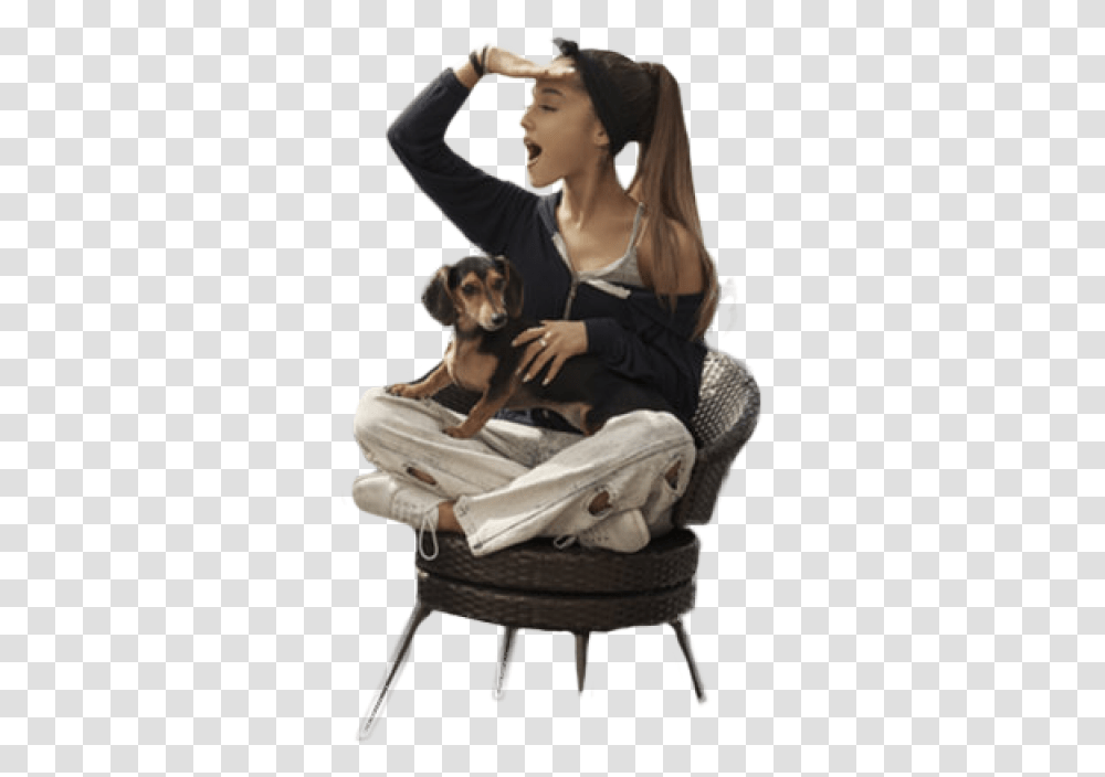 Ariana Grande Cuddling With A Cat Image Ariana Grande Sitting In Chair, Hound, Pet, Canine, Animal Transparent Png