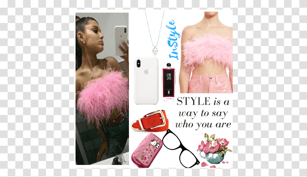 Ariana Grande Feather Top, Mobile Phone, Electronics, Person Transparent Png