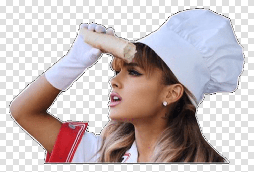 Ariana Grande Girl Sweet Overlay Edit Needs Ariana Grande Chef Hat Candy, Person, Face, Arm Transparent Png